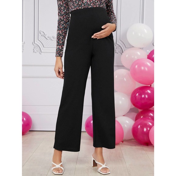 Maternity High Waist Straight Leg dress Pants black - Picture 1 of 6